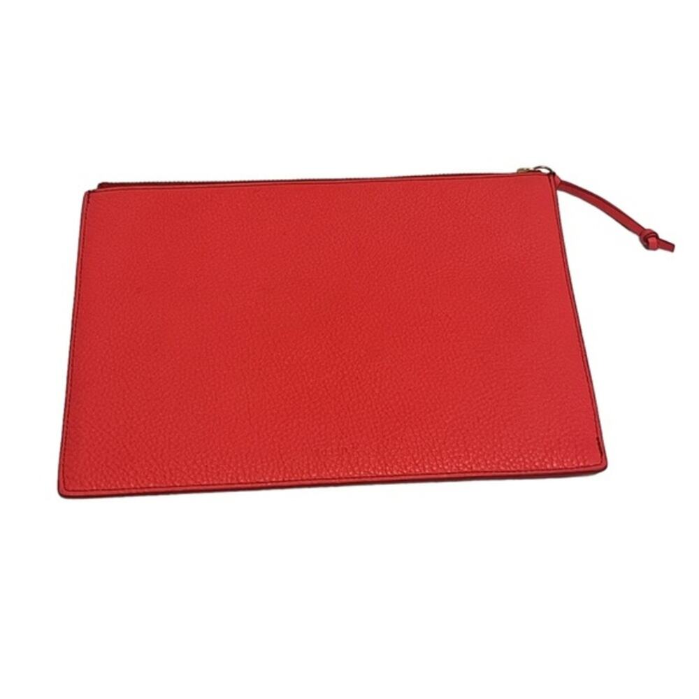 Fossil Emma Pouch Neon Coral Pebbled Leather